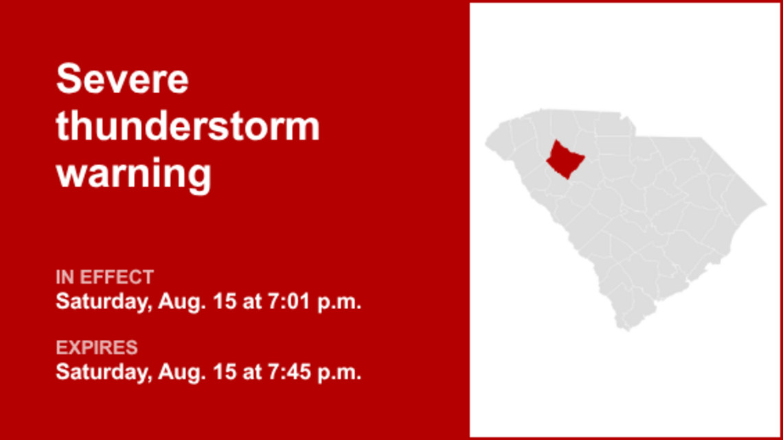 UPDATE: The current severe thunderstorm warning for Laurens County will be expiring at 7:45 p.m. 
