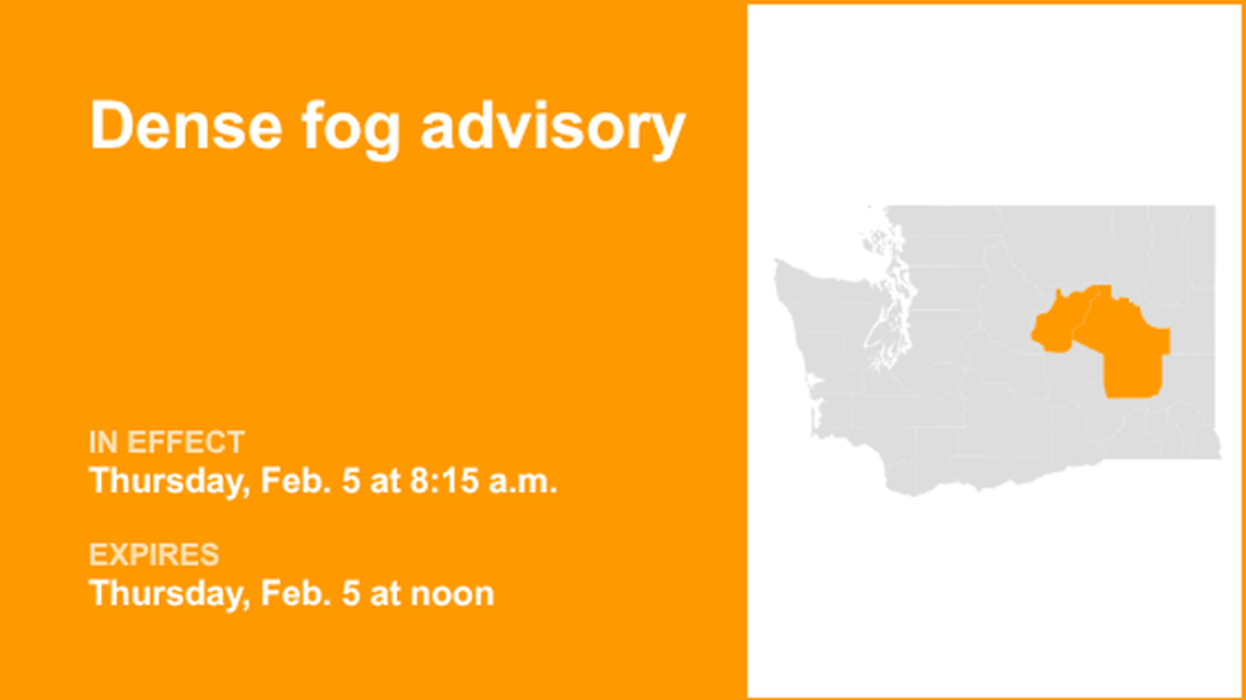 UPDATE: Dense fog advisory issued for Upper Columbia Basin until Friday midday 