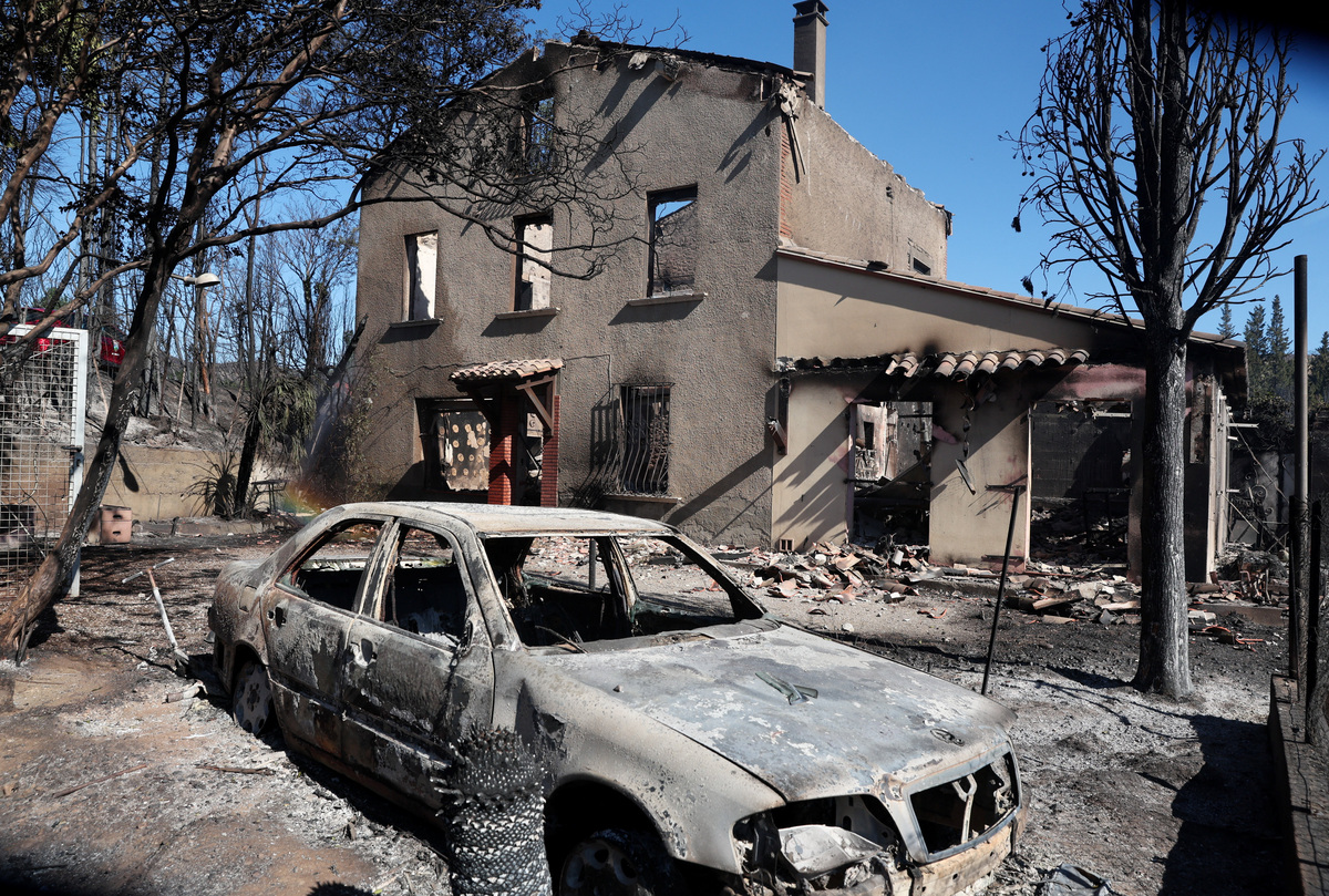 A view of a burnt house following a wildfire in Ille-sur-Tet near Perpignan, France, July 6, 2026. REUTERS/Bruna Casas