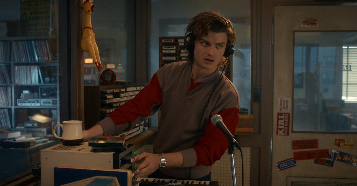 Joe Keery stars as Steve Harrington ina scene from the fifth season of “Stranger Things.” 