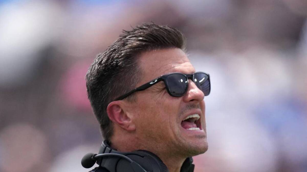  May 2, 2026; Pasadena, CA, USA; UCLA Bruins coach Bob Chesney reacts during the spring game at Rose Bowl. Mandatory Credit: Kirby Lee-Imagn Images | Kirby Lee-Imagn Images 