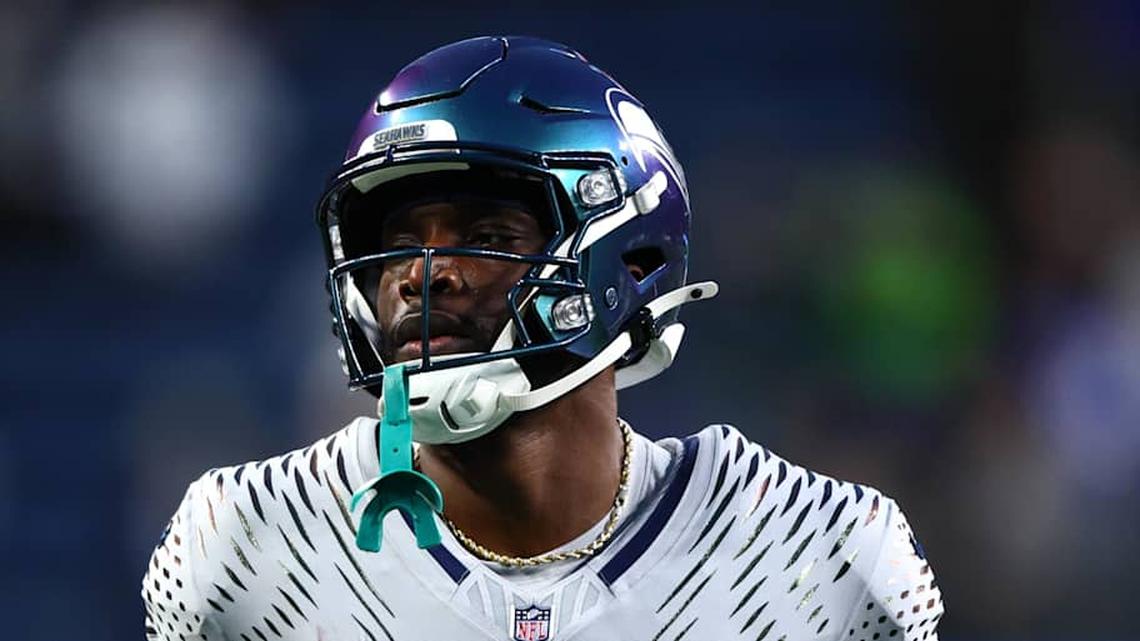  Dec 18, 2025; Seattle, Washington, USA; Seattle Seahawks wide receiver Dareke Young (83) warms up before the game against the Los Angeles Rams at Lumen Field. Mandatory Credit: Kevin Ng-Imagn Images | Kevin Ng-Imagn Images 