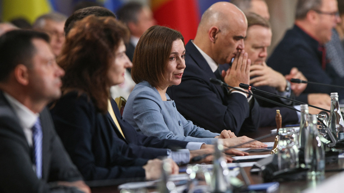 Moldovan President Maia Sandu attends the 135th Session of the Committee of Ministers of the Council of Europe at the Palace of the Republic in Chisinau, Moldova, May 15, 2026. REUTERS/Vladislav Culiomza