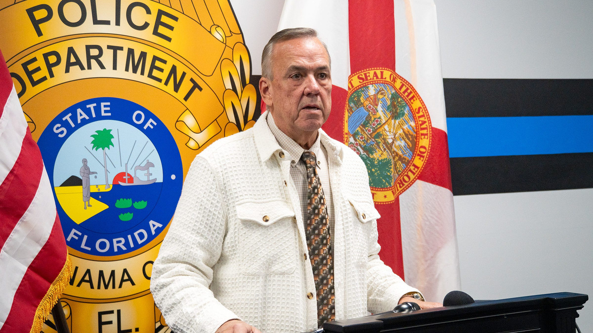 Panama City Police Department Chief Mark Smith speaks to reporters about a fatal shooting on Nov. 12, 2025.