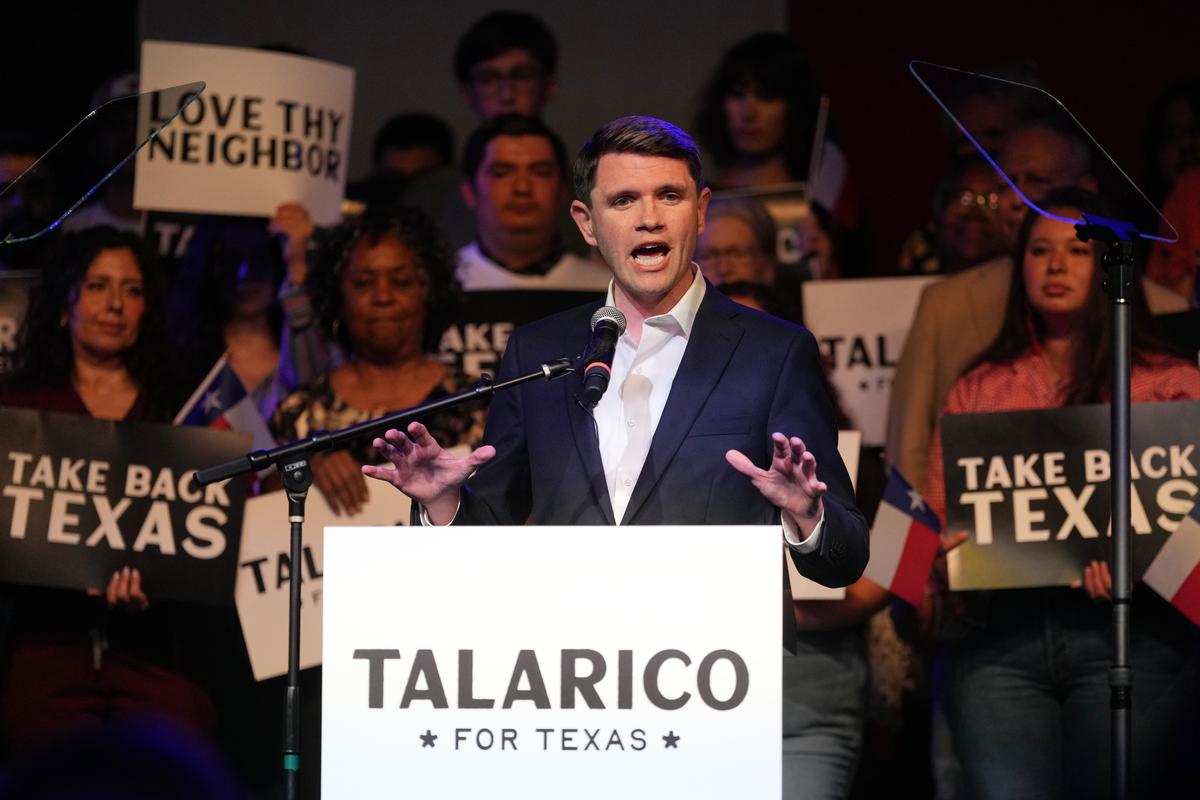  U.S. Senate candidate James Talarico, a Democratic state representative in Texas, speaks in Austin on March 4, 2026. (AP Photo/Eric Gay) 
