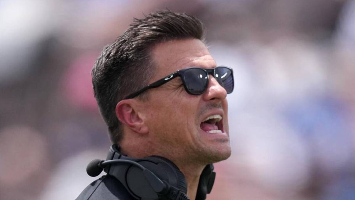  May 2, 2026; Pasadena, CA, USA; UCLA Bruins coach Bob Chesney reacts during the spring game at Rose Bowl. Mandatory Credit: Kirby Lee-Imagn Images | Kirby Lee-Imagn Images 