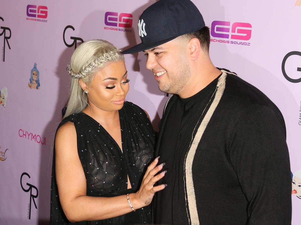 HOLLYWOOD, CA - MAY 10: Blac Chyna and Rob Kardashian attend Blac Chyna’s birthday celebration and unveiling of her ‘Chymoji’ Emoji Collection at Hard Rock Cafe on May 10, 2016 in Hollywood, California. (Photo by JB Lacroix/WireImage)