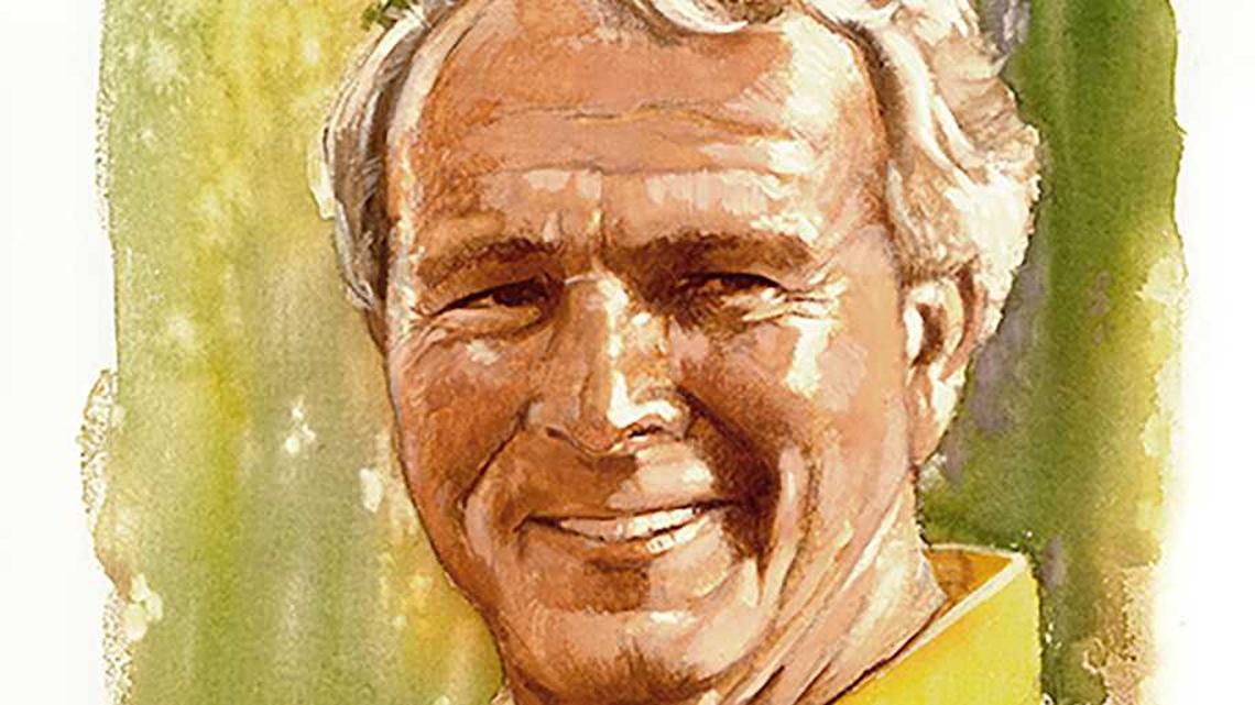  Kim Fujiwara's portraits, like this one of Arnold Palmer (who won the 1981 U.S. Senior Open at Oakland Hills), hang throughout the clubhouse. | Courtesy photo 
