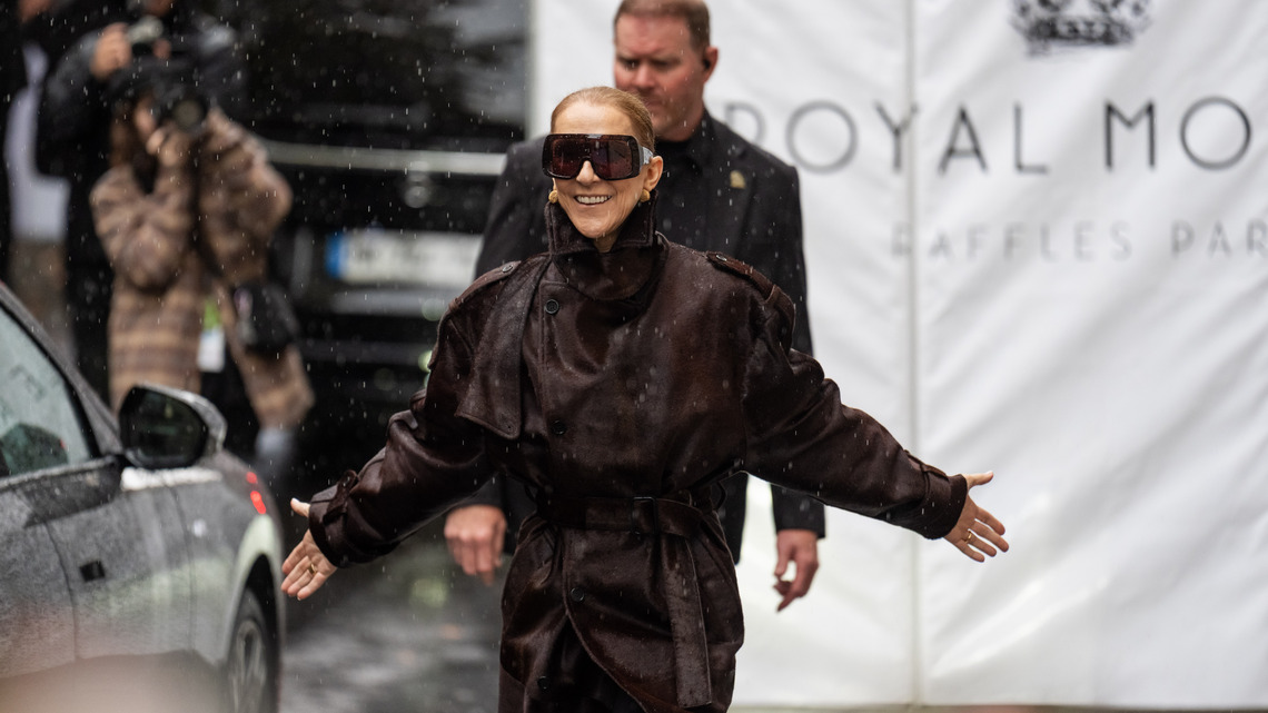 Celine Dion Wore the Funnel-Neck Jacket Style That's Taking Over Fall 2026 