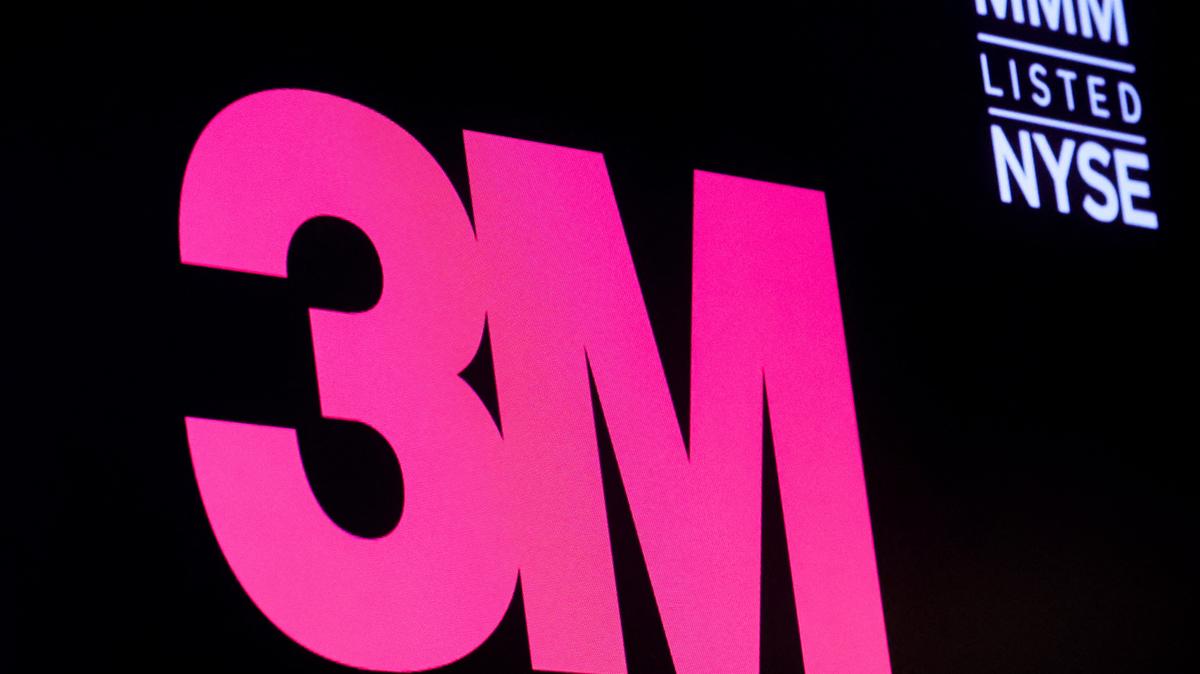 The company logo and trading information for 3M is displayed on a screen on the floor of the New York Stock Exchange (NYSE) in New York City, U.S., November 29, 2022.  REUTERS/Brendan McDermid