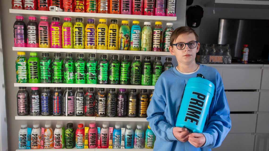 Boy builds $200,000 collection of rare Prime Hydration bottles
