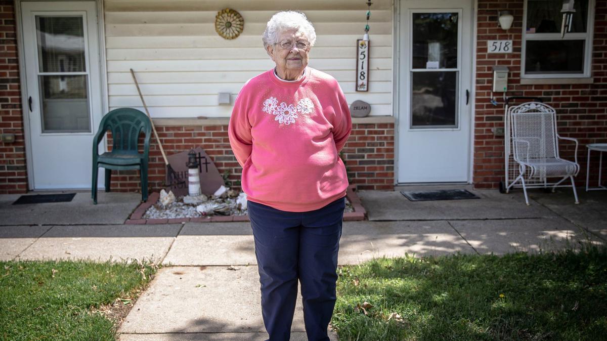 Wanda Irlam, 84, in front of the apartment she lives in an affordable housing complex in South Jacksonville, Ill., Friday, May 7, 2021. With the Build Illinois Homes Tax Credit, Illinois lawmakers are looking to create a state-level tax credit for investors that would generate more financing for developers for affordable housing for working-class residents and senior citizens.

Wanda Irlam