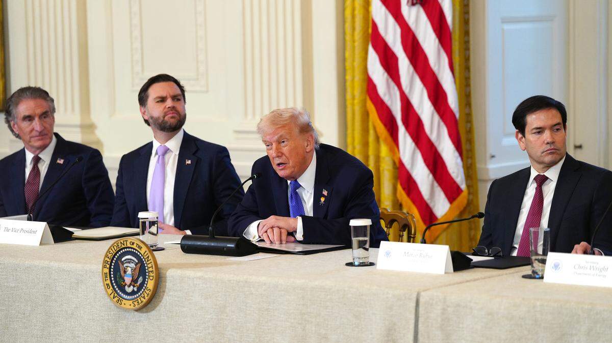 President Donald Trump speaks during a meeting with oil and gas executives in the East Room of the White House in Washington, on Friday. President Trump again threatened to forcibly annex Greenland, saying that he was “going to do something on Greenland, whether they like it or not.”