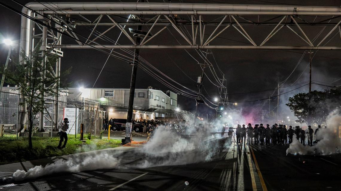 New Jersey state police assert control outside migrant detention center 
