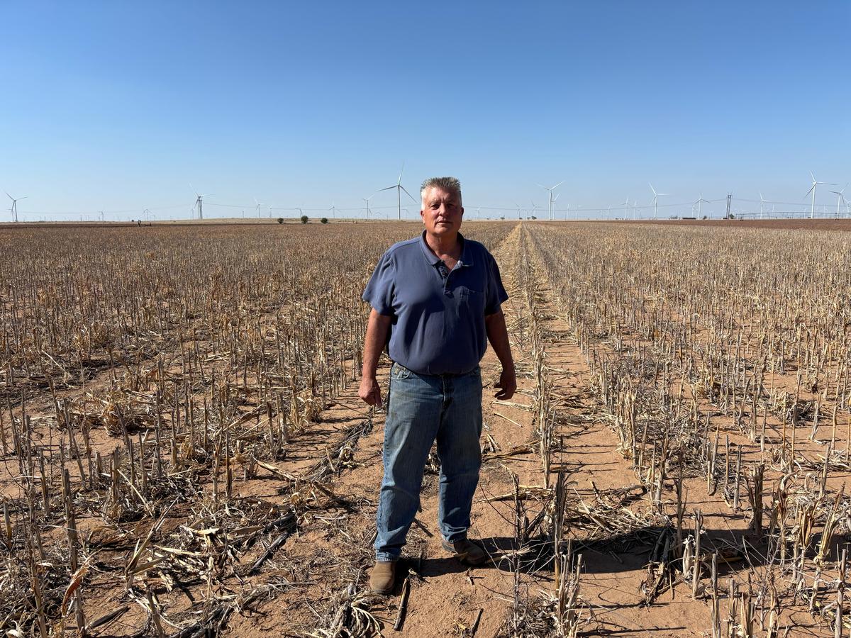 Tom Gregory, who is facing increased costs for fuel, fertilizer and irrigation, on his farm in Petersburg, Texas, U.S., April 21, 2026. REUTERS/Tom Polansek