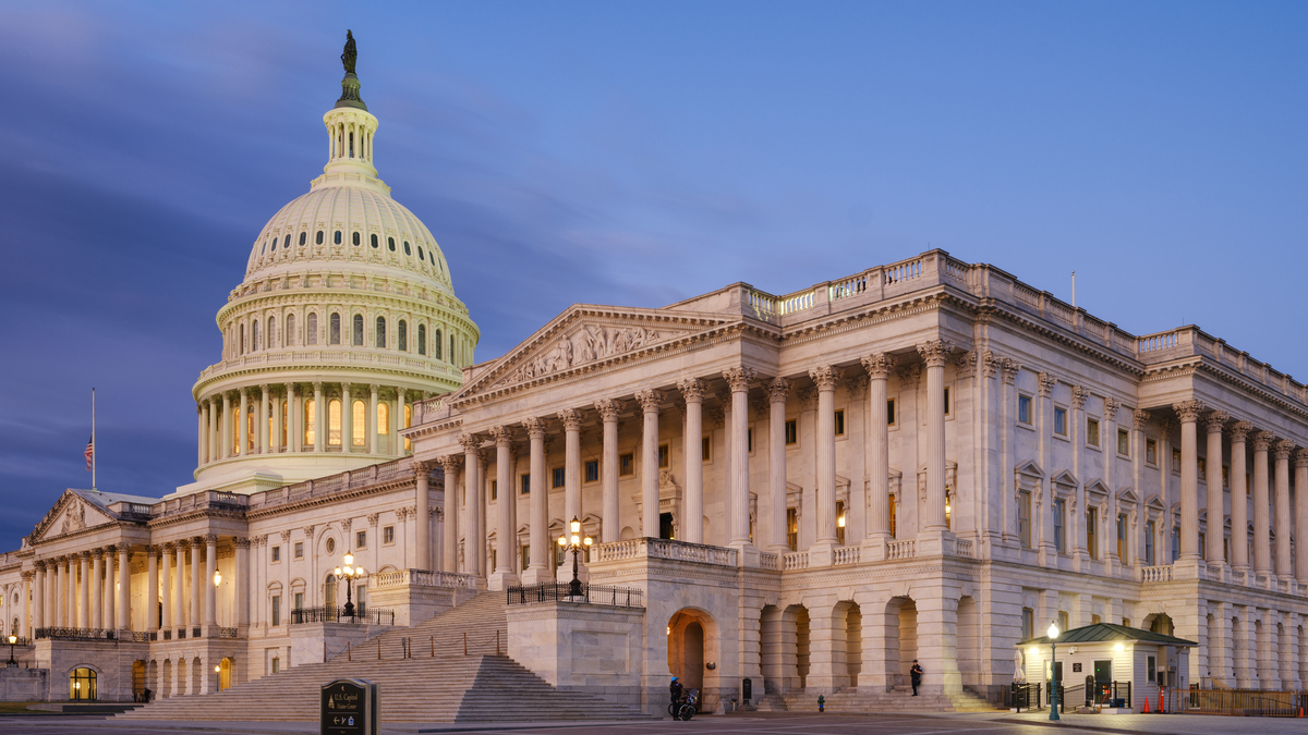 US Capitol building Senate 17th Amendment repeal. The Senate side of the United State Capitol building is seen early  on March 8, 2025, in Washington, DC.