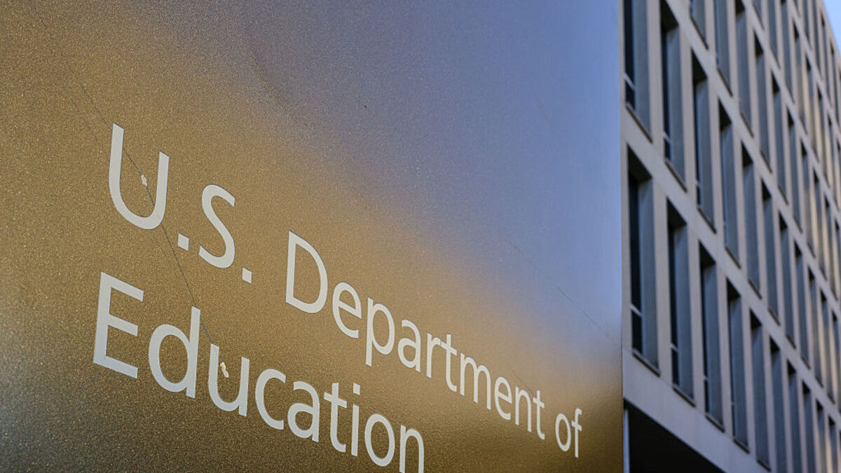 WASHINGTON, DC - JUNE 20: A sign marks the location of the U.S. Department of Education headquarters building on June 20, 2025, in Washington, DC. (Photo by J. David Ake/Getty Images). 