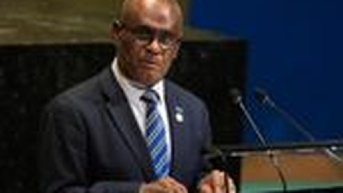 Prime Minister of Solomon Islands Jeremiah Manele addresses the 80th United Nations General Assembly (UNGA), at the U.N. headquarters in New York, U.S., September 26, 2025. REUTERS/Caitlin Ochs