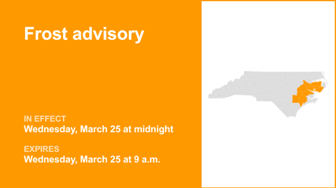 UPDATE: Frost advisory affecting Eastern North Carolina until Wednesday morning 