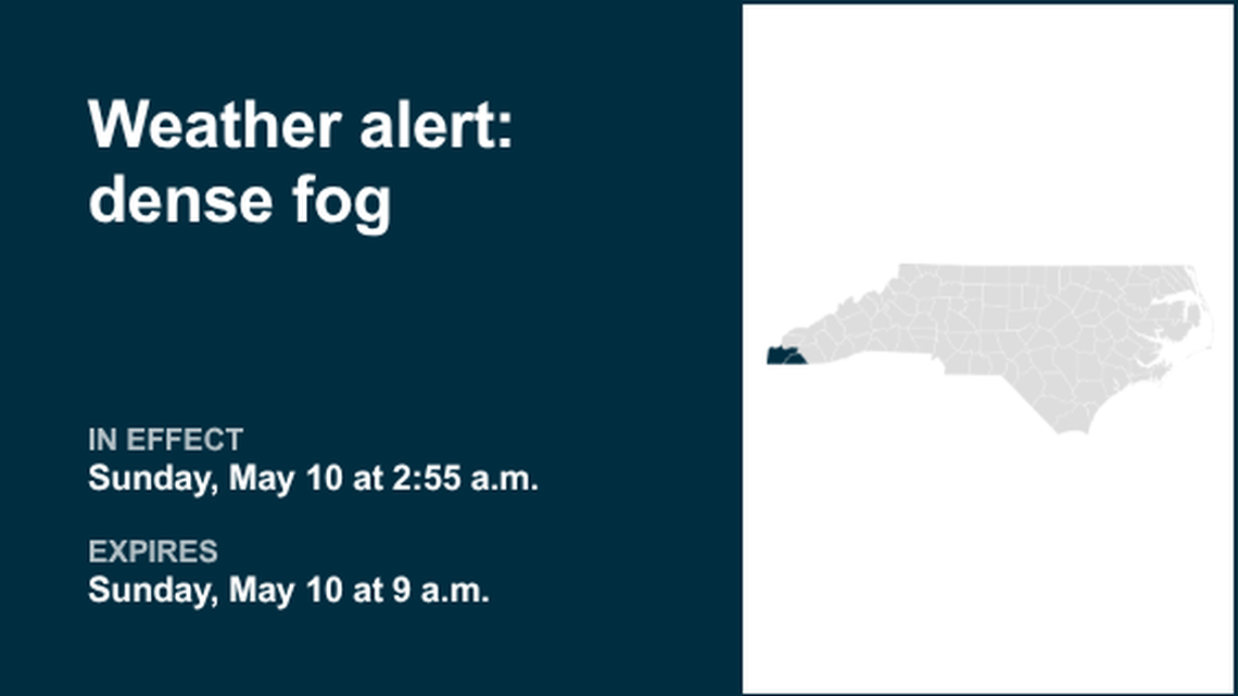 Be ready for dense fog in Cherokee and Clay counties until Sunday morning 