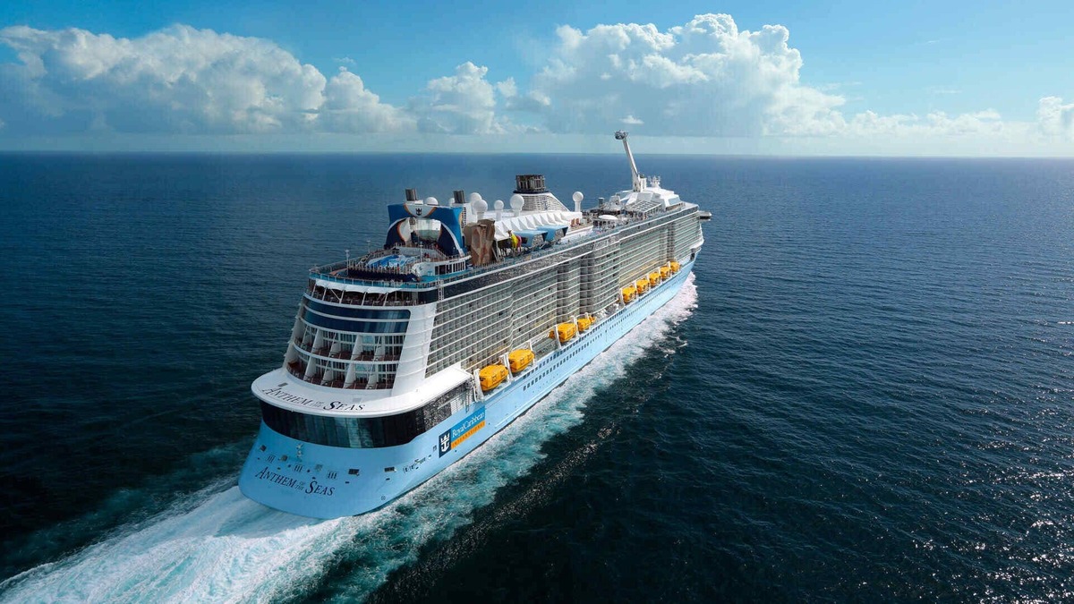Royal Caribbean's Anthem of the Seas cruise ship at sea. 