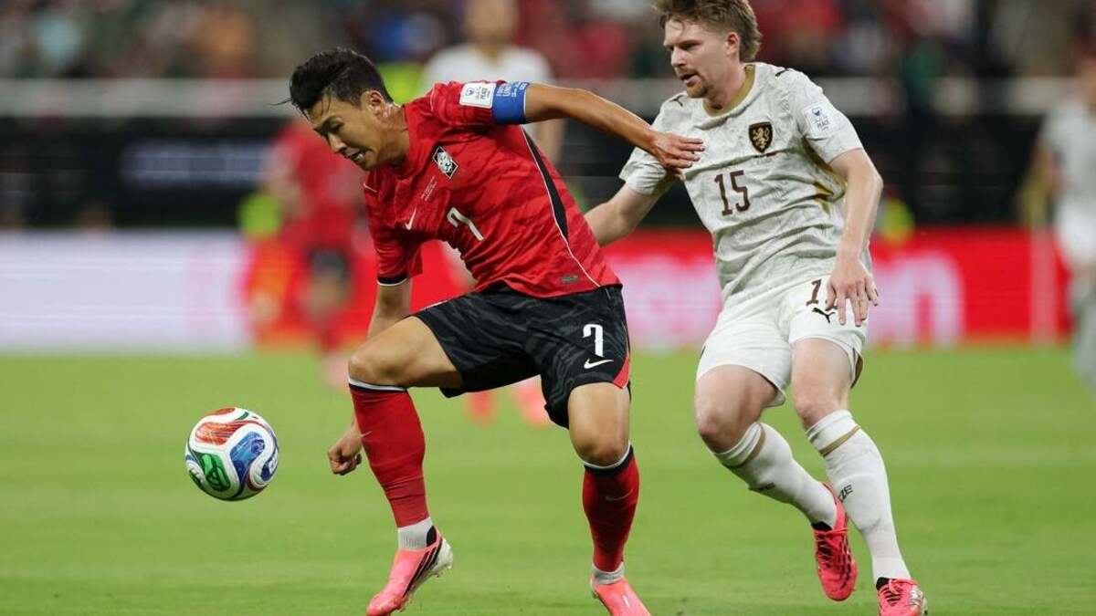 Soccer: FIFA World Cup 2026 - Group A - South Korea v Czech Republic. June 11, 2026; Guadalajara, Mexico; South Korea's Son Heung-min in action with Czech Republic's Pavel Sulc.  Mandatory Credit: Paul Childs-REUTERS