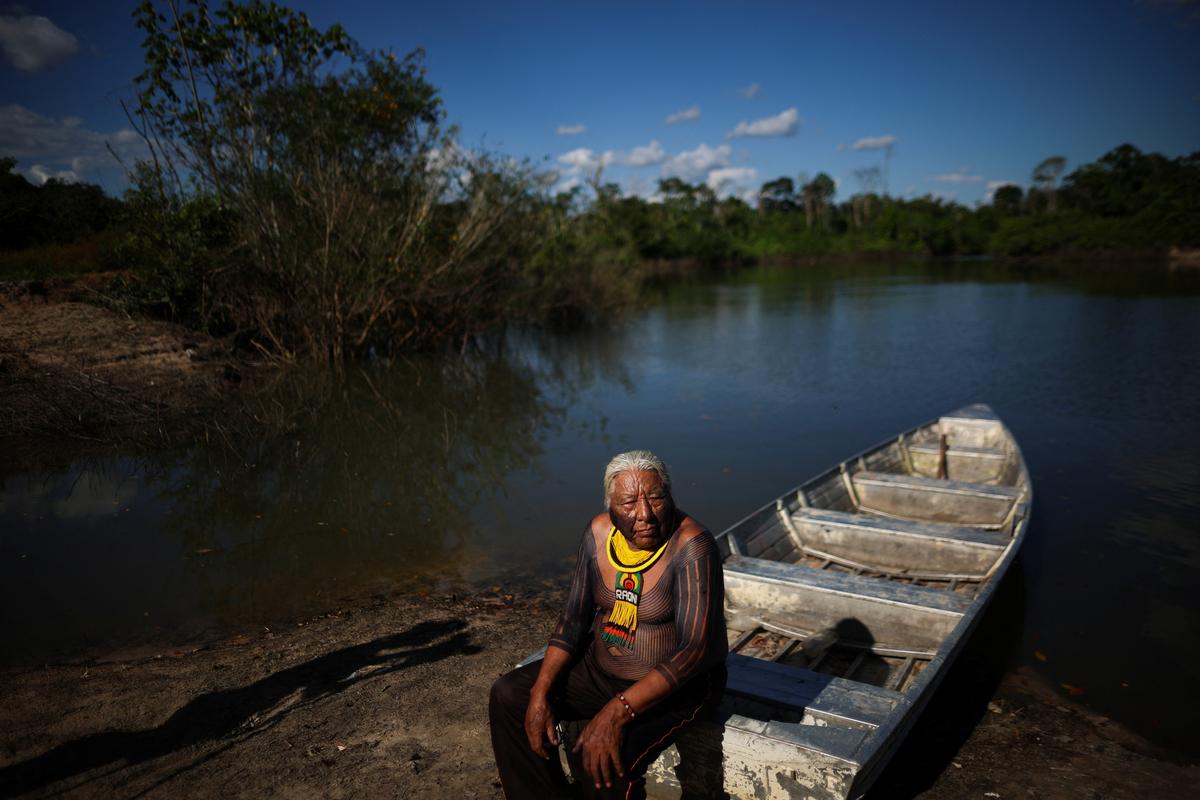 Indigenous leader Megaron Txucarramae attends an interview with Reuters at Pykany village in the Menkragnoti Indigenous Territory of the Kayapo people, in Para state, Brazil May 20, 2026. REUTERS/Adriano Machado