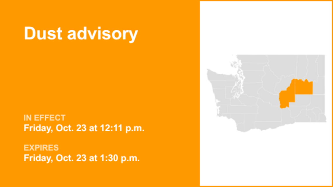UPDATE: The dust advisory for Grant and Lincoln counties is forecast to expire at 1:30 p.m. 