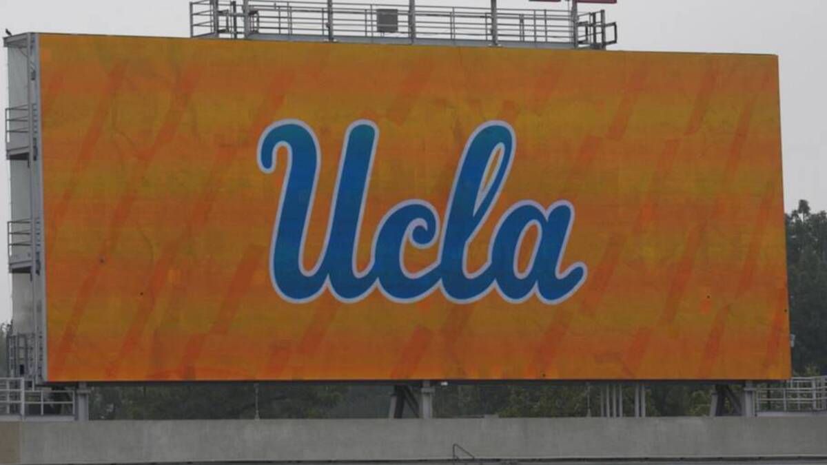 May 2, 2026; Pasadena, CA, USA; The UCLA Bruins logo on the video board at the spring game at Rose Bowl. Mandatory Credit: Kirby Lee-Imagn Images | Kirby Lee-Imagn Images 