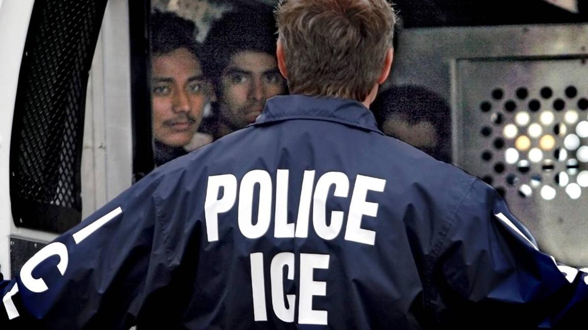 Immigration and Customs Enforcement talks to a group of undocumented immigrants detained in Kansas in 2025.