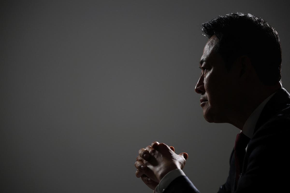 Jang Dong-hyeok, the leader of South Korea’s main opposition People Power Party, pauses during an interview with Reuters at the National Assembly in Seoul, South Korea, April 30, 2026. REUTERS/Kim Hong-Ji