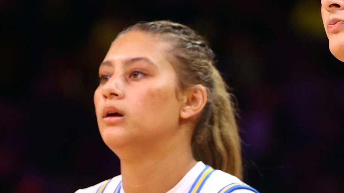  Apr 5, 2026; Phoenix, AZ, USA; UCLA Bruins forward Sienna Betts (16) and sister center Lauren Betts (51) against the South Carolina Gamecocks during the National Championship game of the women's 2026 NCAA Tournament at Mortgage Matchup Center. Mandatory Credit: Mark J. Rebilas-Imagn Images | Mark J. Rebilas-Imagn Images 