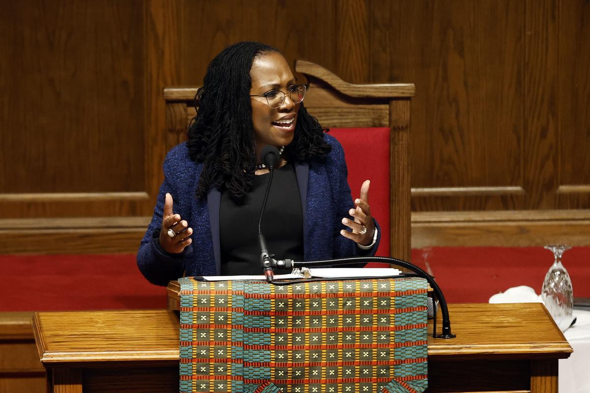  Supreme Court Justice Ketanji Brown Jackson, the first Black woman on the nation’s highest court, speaks at the 60th Commemoration of the 16th Street Baptist Church bombing on September 15, 2023 in Birmingham, Alabama. 