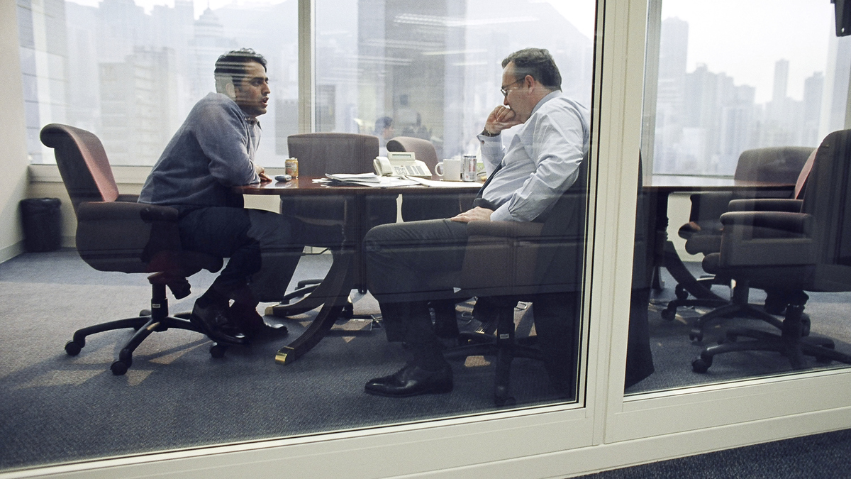 Workers in the office of Credit Suisse First Boston (CSFB). Workers in the office of Credit Suisse First Boston (CSFB), a leading stockbroker and investment bank.
