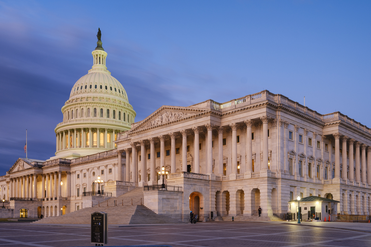  The Senate side of the U.S. Capitol is seen early on March 8, 2025, in Washington, D.C. 