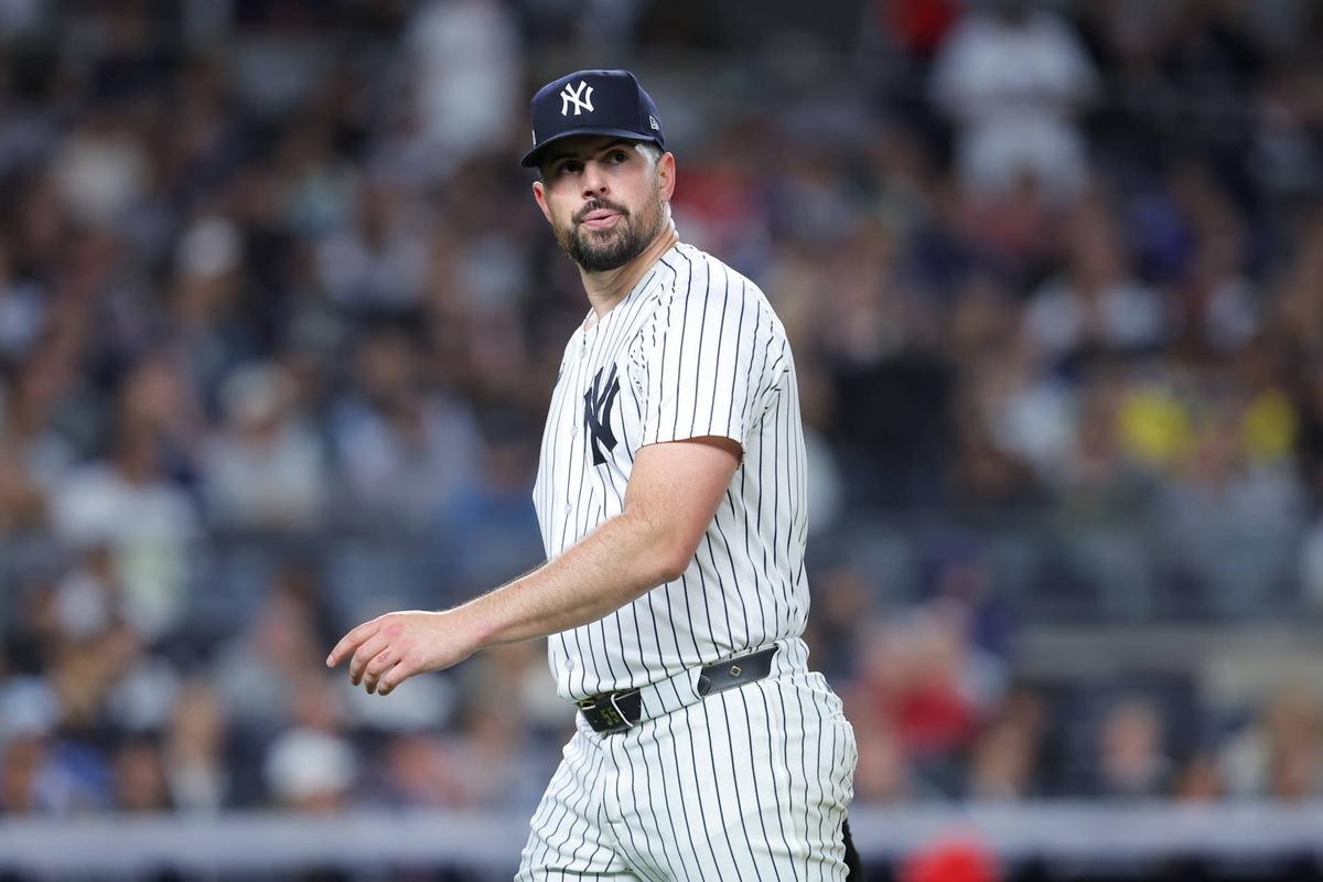  New York Yankees starting pitcher Carlos Rodon (55) against the Boston Red Sox. Brad Penner-Imagn Images
