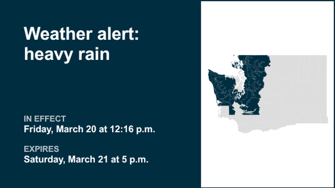Be prepared for heavy rain in Western Washington until early Saturday evening 