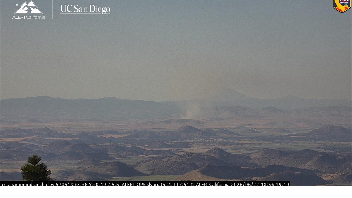 Smoke from the Willow Fire rises in the air in the area of Montague in Siskiyou County on June 22, 2026.
