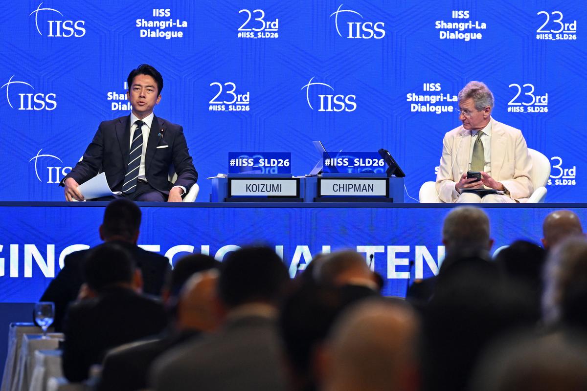 Shinjiro Koizumi, Japan's defence minister, speaks at the Shangri-La Dialogue security summit in Singapore, May 31, 2026. REUTERS/Caroline Chia
