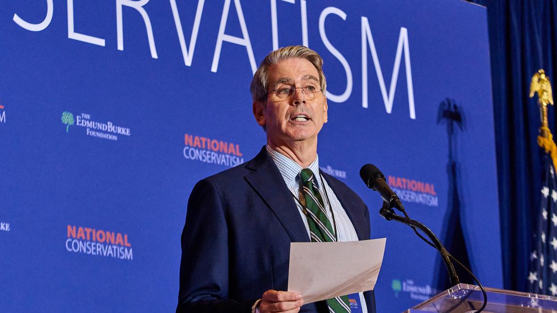 Scott Bessent speaks at the National Conservative Conference in Washington D.C., on July 10, 2024. (Dominic Gwinn/Middle East Images/AFP/Getty Images/TNS)