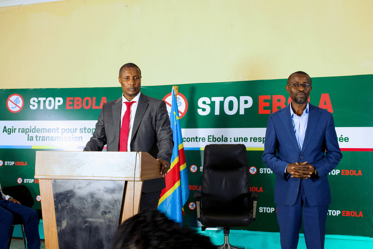 Freddy Kaniki, deputy coordinator of the AFC/M23 rebel group, speaks at a press conference alongside, declaring an Ebola outbreak over in territories under the group's control, even as, separately, the mayor of Goma, currently under the control of AFC/M23 rebels, on Monday banned public gatherings and demonstrations, including celebrations linked to sporting events, citing the risk of Ebola transmission, in Bukavu, eastern Democratic Republic of the Congo, June 29, 2026. REUTERS/Victoire Mukenge