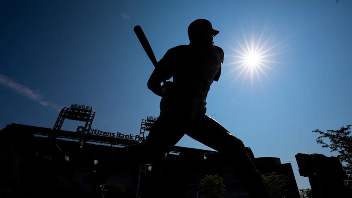  A statue of Philadelphia Phillies great Mike Schmidt is seen outside Citizens Bank Park during workouts. | Bill Streicher-Imagn Images 
