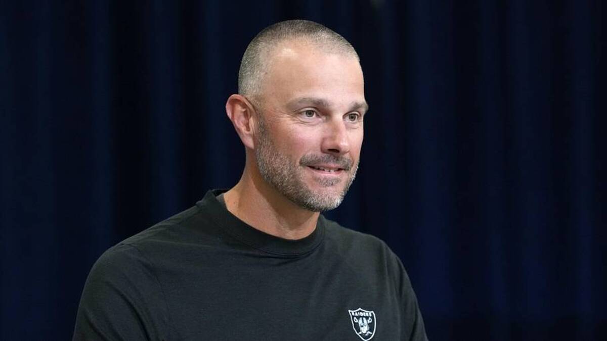  Feb 24, 2026; Indianapolis, IN, USA; Las Vegas Raiders general manager John Spytek speaks at the NFL Scouting Combine at the Indiana Convention Center. Mandatory Credit: Kirby Lee-Imagn Images | Kirby Lee-Imagn Images 