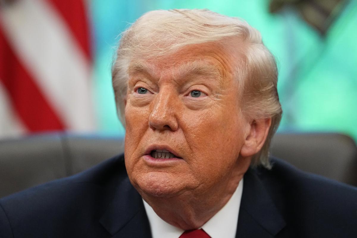  President Donald Trump speaks to reporters in the Oval Office of the White House, April 29, 2026, in Washington DC. 