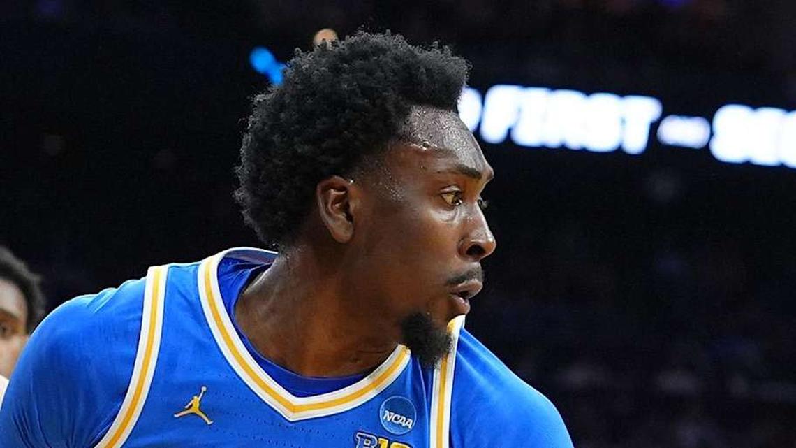  Mar 22, 2026; Philadelphia, PA, USA; UCLA Bruins center Xavier Booker (1) dribbles the ball against the UConn Huskies in the first half during a second round game of the men's 2026 NCAA Tournament at Xfinity Mobile Arena. Mandatory Credit: Kyle Ross-Imagn Images | Kyle Ross-Imagn Images 