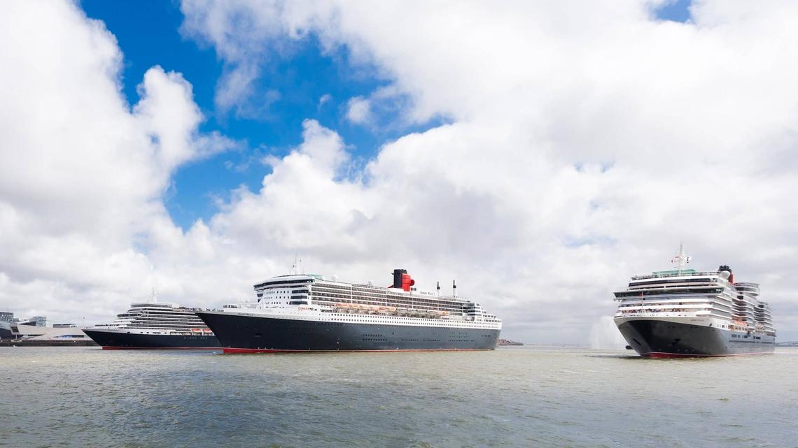  Three Cunard cruise ships came together in Liverpool in 2015 to celebrate Cunard's 175th anniversary. 