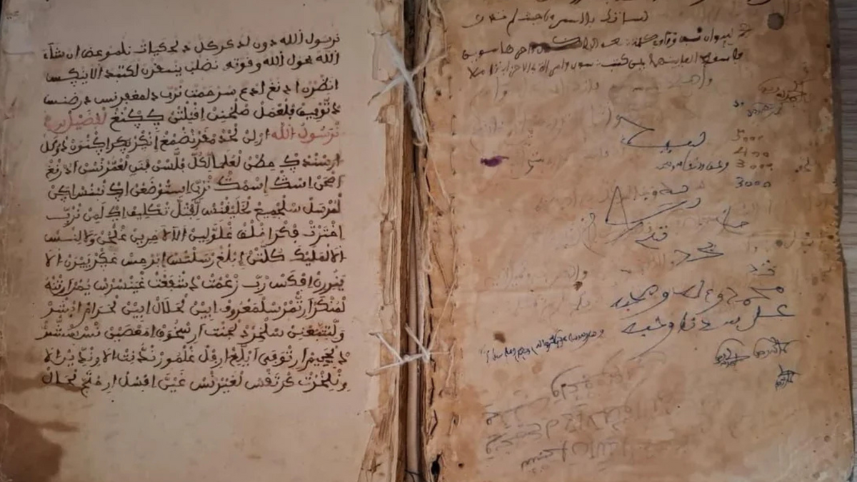 A double page spread from the historic manuscript.