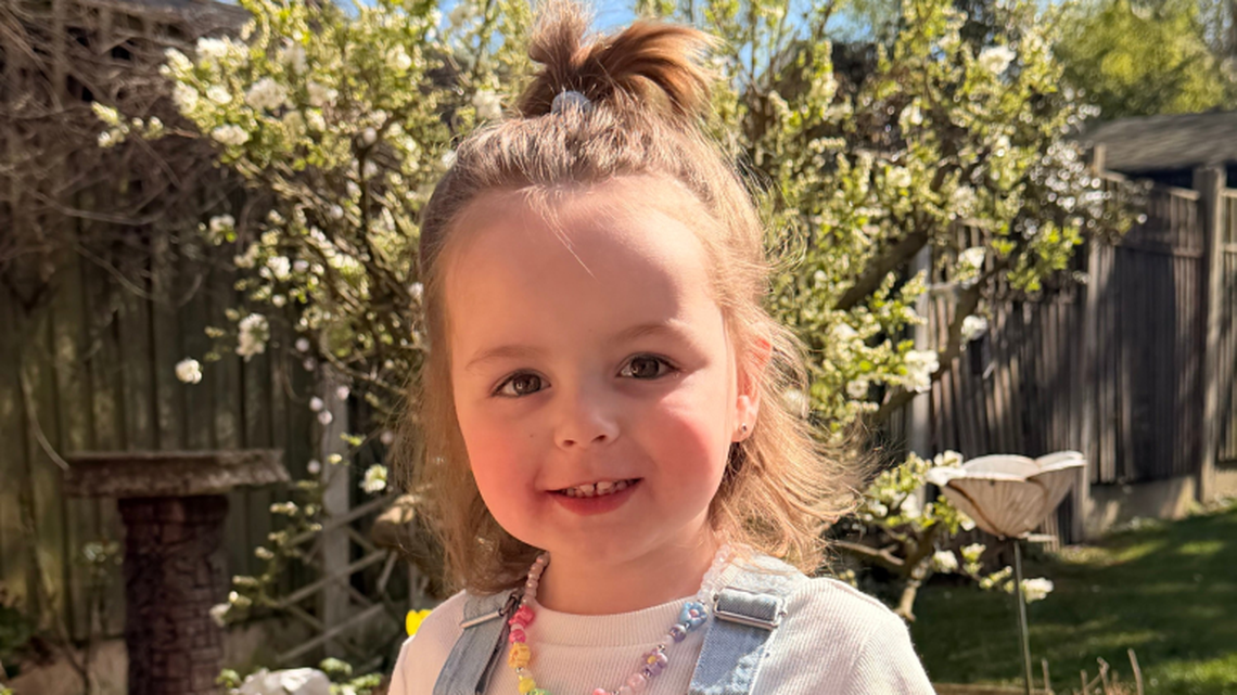 Little Nancy Dakin was diagnosed with brain cancer after experiencing various symptoms, such as constant vomiting. (Brain Tumour Research via SWNS). 