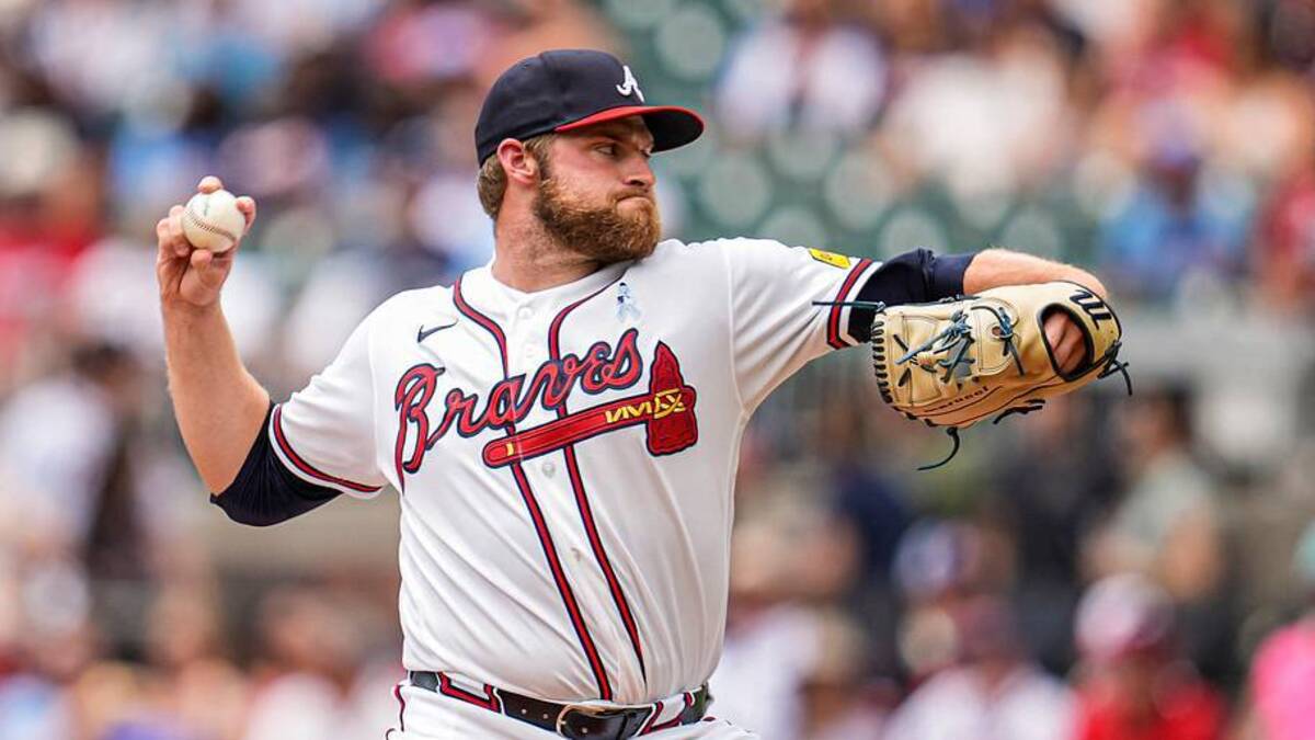  Jun 21, 2026; Cumberland, Georgia, USA; Atlanta Braves pitcher Bryce Elder (55) pitches against the Milwaukee Brewers during the first inning at Truist Park. | IMAGN IMAGES via Reuters Connect 
