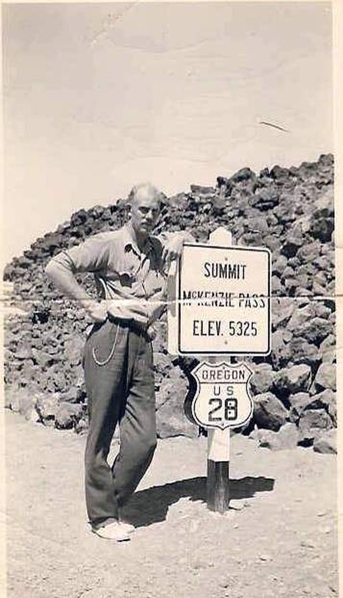  The Knudsen family’s last known photo of Julius was taken in 1941 at the summit of Oregon’s Mt. McKenzie during a visit with his aunt Dagmar Knudsen. He would soon ship out to the Philippines. (Photo courtesy of Jim Knudsen) 